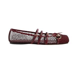 GUCCI Mesh Ballet Flats with Straps and Horsebit Detail Women BORDEAUX Sandals